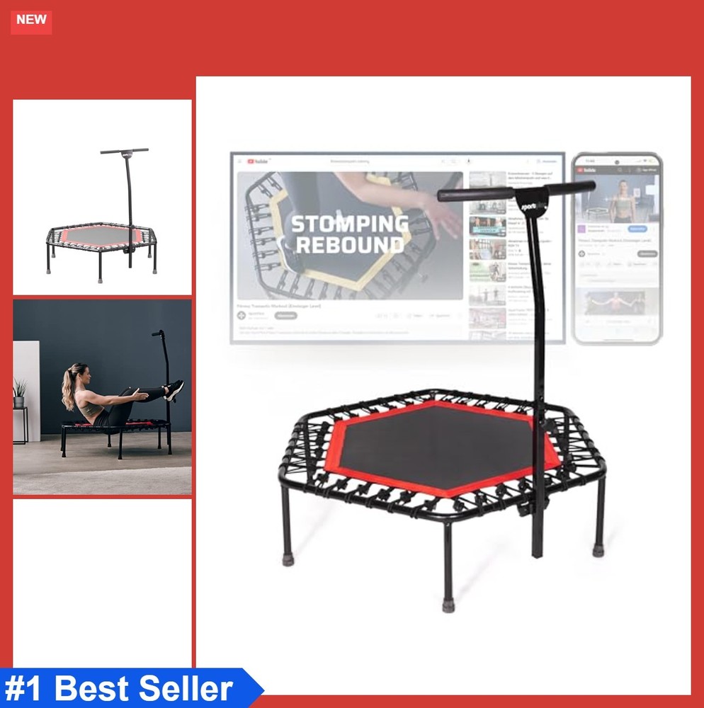 Indoor Trampoline Rebounder Adjustable Foam Balance Bar 43 Inch Bungee Cord