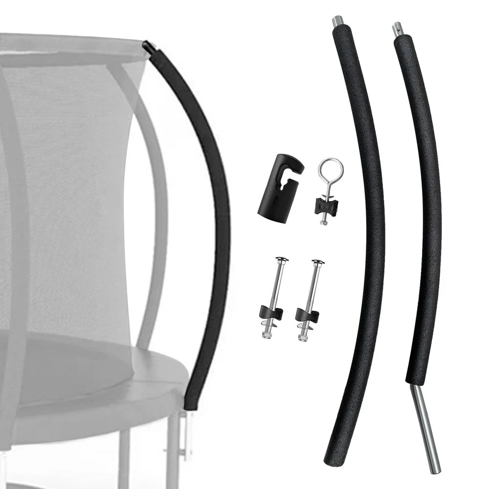 Universal Trampoline Replacement Curved Net Pole Kit for 10-16ft Frame, Padded