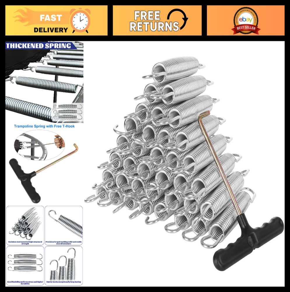 72 Pack Heavy Duty 5.5” Galvanized Steel Trampoline Springs with T Hook – Replac