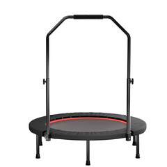 40″ Foldable Fitness Trampoline with Adjustable Handle, 6 Legs, Black