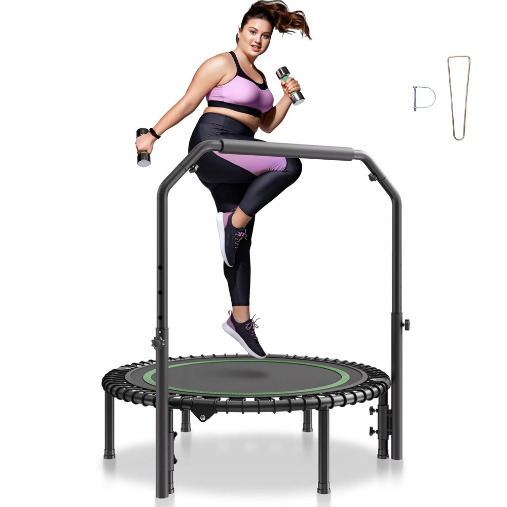 40″ Foldable Mini Fitness Trampoline Adults Exercise Rebounder with Handle