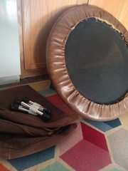 Vintage Miniature Trampoline With Canvas Carrying Case, Rebounder For Exercise