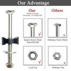 12 PCS Long Trampoline Screws 3.15 Inch, Anti-Loose Trampoline Bolts and Nuts…