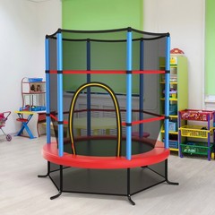 55″ Trampoline Kids Toddler Trampoline w/ All-round Safety Enclosure Net Blue