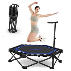 Foldable Mini Trampoline, 42” Rebounder Trampoline with Adjustable Foam Blue