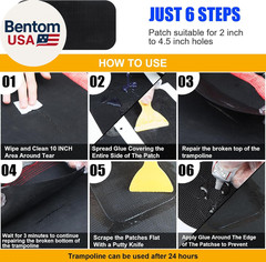 Trampoline Patch Repair Kit 3 Sizes Patches | Repair Trampoline Mat Tear or Hole