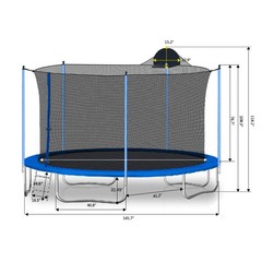 12FT Outdoor Trampoline W/ Net and Ladder Trampoline for Kids & Adult
