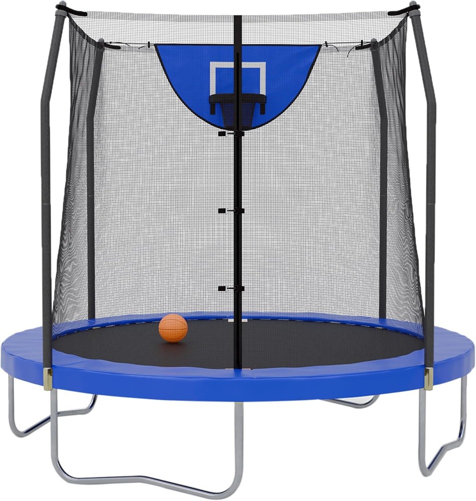 Round Trampoline Basketball Hoop 8 12 15ft Jump N Dunk
