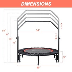YESUNEED MINI EXERCISE TRAMPOLINE FOLDABLE FITNESS TRAMPOLINE 40″ BLACK/RED