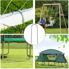 8 PCS Silver 10 Inch Trampoline Stakes Heavy Duty U Type Ground Anchors