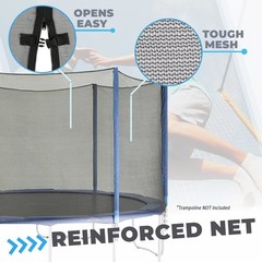 Trampoline Safety Enclosure Set: Outside Net Straight Poles Foam Sleeves U-Bolts