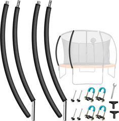 Trampoline Replacement Poles Curved Steel 8-16FT with Foam Sleeves and Hardware