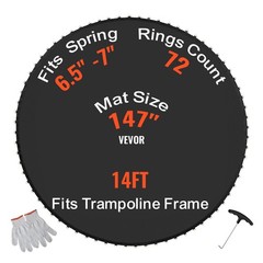 VEVOR Replacement Trampoline Mat, Jumping Mat Fits 14ft Frame, Black