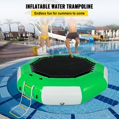 10ft Pool Lake Water Trampoline 880lb Max Weight with Ladder Green White