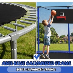 14FT Trampoline with Enclosure Net Outdoor Sports Fitness Equipment