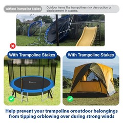 Trampoline Anchors & Stakes Kit with 4 Strong Belts, Heavy Duty Anchor Corksc…