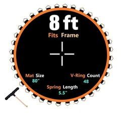 80″ Trampoline Replacement Mat, Fits 8FT Round Frame, 48 V-Rings, UV-Resistant