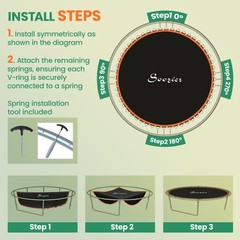 Soozier Trampoline Mat with 72 V-Hooks Fits 12ft Trampoline Orange