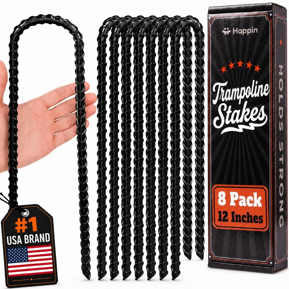 12 Inch Trampoline Anchors Ground Stakes Heavy Duty Galvanized Steel 8 PCS