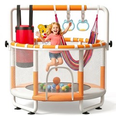 55 Inch Kids Trampoline with Net and Gymnastics Bar