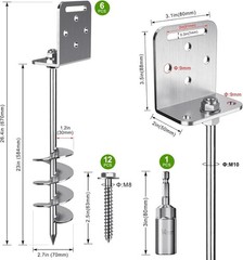 6 Pack 24″ Ground Anchors Screw Set with L Bracket