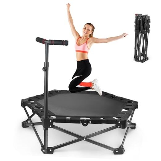 Foldable Mini Trampoline — One-Step Fold & Open, 42″ Rebounder Trampoline for