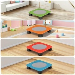 Square Trampoline with Round Mat Low-Height Kids Trampoline Shock-Absorbing