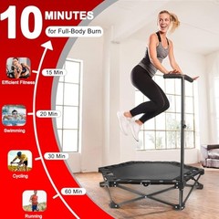 Foldable Mini Trampoline — One-Step Fold & Open, 42″ Rebounder Trampoline for