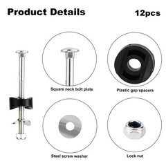 12 PCS Long Trampoline Screws and Bolts, Trampoline Bolts and Nuts, Trampolin…