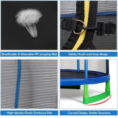 7FT Kids Trampoline W/Safety Enclosure Net Spring Pad Home Outdoor Heavy Duty