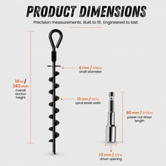 Ground Anchors Screw in Heavy Duty – 4 Pack with Power Nut Driver Drill Bit, …