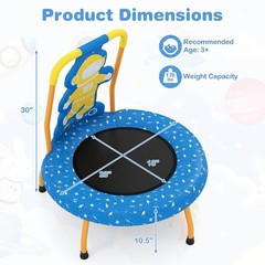 Mini Trampoline with Foam Padded Handle&Safety Padded Cover for 3+Years Old Kids