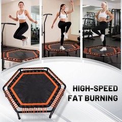 48″ Mini Rebounder for Adults with Adjustable Handle Bar Bungee Ropes Trampoline