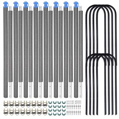 Yescom 8 Pack Trampoline Enclosure Poles w/ Caps & 11″ U Shaped Ground Anchors