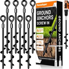 Heavy Duty Ground Anchors Spiral Stakes Black AntiRust Coating 8 X 14 For Tramp