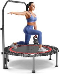 40″ Mini Trampoline with Upgraded Bungee Cords Adjustable Bar 450LBS Capacity US