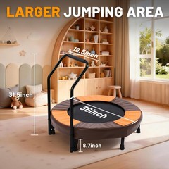 36in Foldable Bungee Toddler Trampoline w/ Handle Quiet Stable 1+Kids Indoor Toy