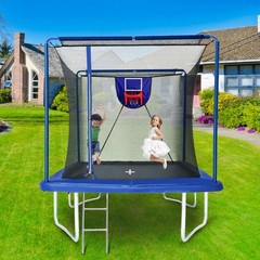 YC 8 by 12FT Rectangular Trampoline w/ Basketball Board Inflater Ladder ASTM CPC