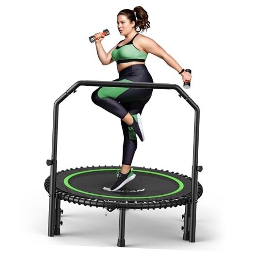 BT2 450/550LBS Mini Rebounder Trampoline for Adults with Bar, 40IN 40IN-GREEN