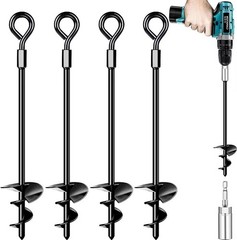 Ground Anchors 4 Pack, Heavy Duty Swing Set Anchors, Spiral Earth Anchor for …