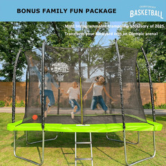 Basketball Hoop for Trampoline, Fits Straight and Curved Pole Trampoline Basketb