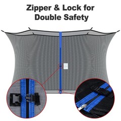 15FT 6 Pole Trampoline Replacement Net Protection Safety Enclosure Netting Round
