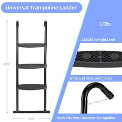 Gardenature Trampoline Ladder, 3-Steps with Horizontal Wide Steps,Universal H