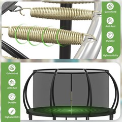 Trampoline Outdoor 10 FT Trampolines W/ Enclosure Net & Ladder，Round