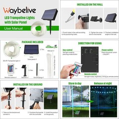 【Upgraded Solar Powered Version】LED Trampoline Lights with Solar Panel, Tramp…