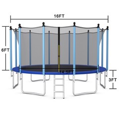 8/10/12/14/15/16′ Jumping Exercise Recreational Bounce Trampoline W/Safety Net
