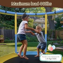 60″ Trampoline for Kids, 5FT Mini Indoor and Outdoor Toddler Yellow&Blue