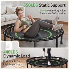 BCAN BT2 Mini Rebounder Trampoline for Adults, Foldable Bungee, No Handle