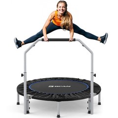 SP2 48″ Foldable Mini Trampoline Max Load 440lbs, Fitness Rebounder with Adju…