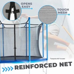 Trampoline Safety Enclosure Set: Inside Net, Straight Poles Foam Sleeves U-Bolts